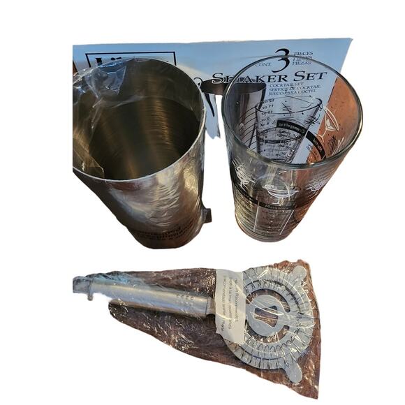 New Libbey Bartender Shaker Set 3 Piece Mixing Glass Strainer Drink Recipes - Picture 6 of 13